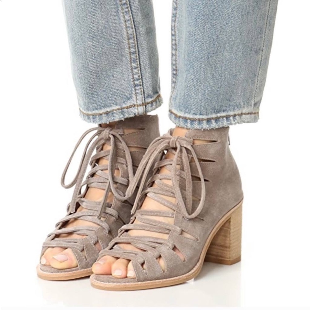 JEFFREY CAMPBELL Corwin Suede Heel - Taupe size 10